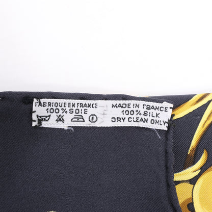 Hermès Carré 90 „ DIES ET HORE“ Seidentaschentuch in Schwarz