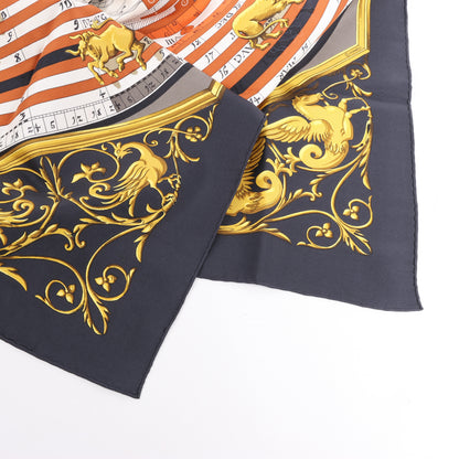 Hermès Carré 90 „ DIES ET HORE“ Seidentaschentuch in Schwarz