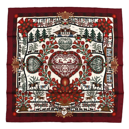 Hermès Carré 90 "Decoupages" 100% Silk Scarf in Red
