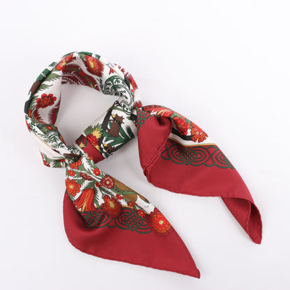Hermès Carré 90 "Decoupages" 100% Silk Scarf in Red