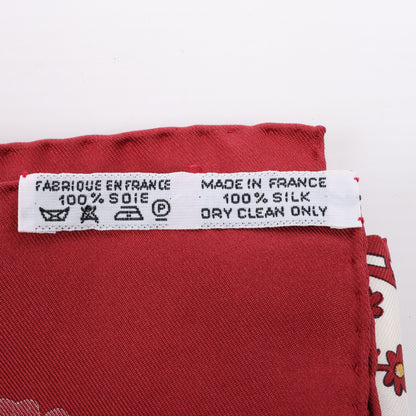 Hermès Carré 90 "Decoupages" 100% Silk Scarf in Red