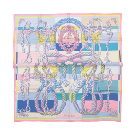 Hermès Carré Double Face 90 „DELLA CAVALLERIA“ Schal aus 100 % Seide in Rosa