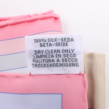Hermès Carré Double Face 90 „DELLA CAVALLERIA“ Schal aus 100 % Seide in Rosa