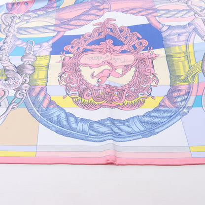 Hermès Carré Double Face 90 „DELLA CAVALLERIA“ Schal aus 100 % Seide in Rosa