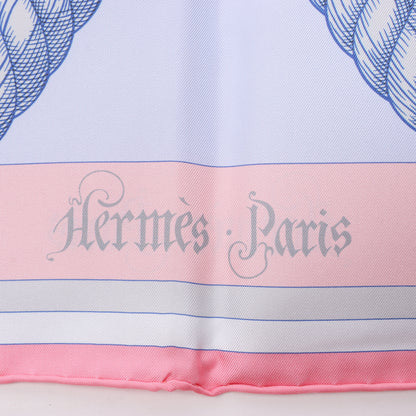 Hermès Carré Double Face 90 „DELLA CAVALLERIA“ Schal aus 100 % Seide in Rosa