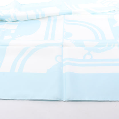 Hermès Carré 90 „EN DESORDRE“ Schal aus 100 % Seide in Blau