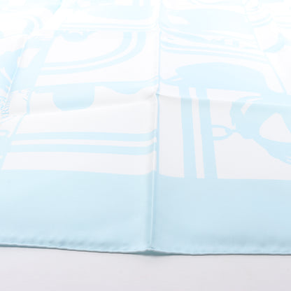 Hermès Carré 90 „EN DESORDRE“ Schal aus 100 % Seide in Blau