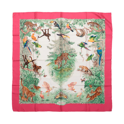 Hermès Carré  90 "EQUATEUR" 100% Silk Scarf in Pink