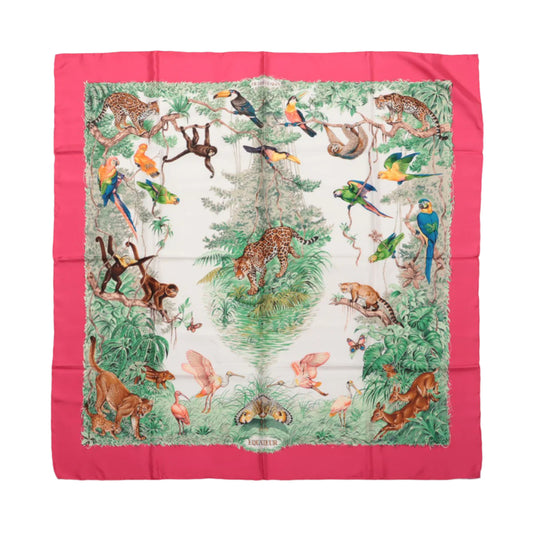 Hermès Carré  90 "EQUATEUR" 100% Silk Scarf in Pink