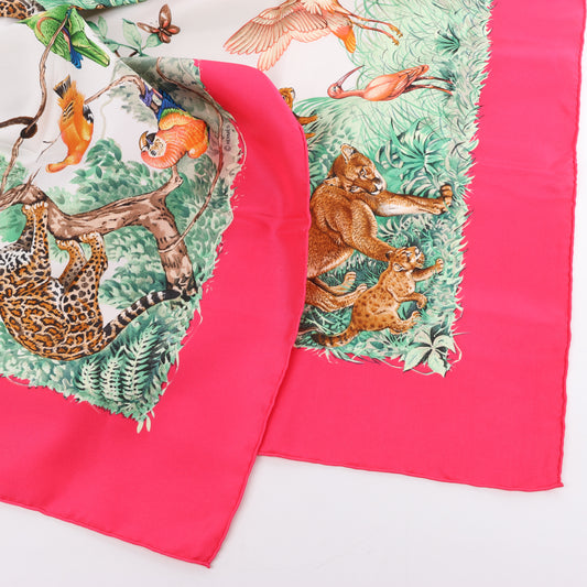 Hermès Carré  90 "EQUATEUR" 100% Silk Scarf in Pink
