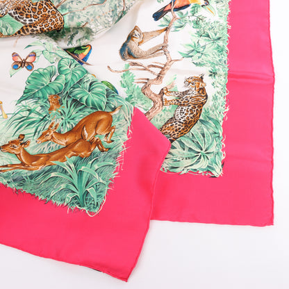 Hermès Carré  90 "EQUATEUR" 100% Silk Scarf in Pink