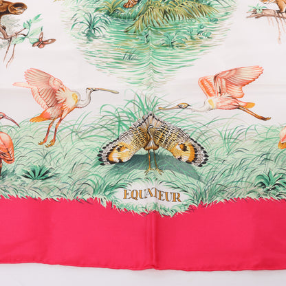Hermès Carré  90 "EQUATEUR" 100% Silk Scarf in Pink