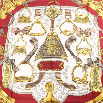 Hermès Carré 90 „ETRIERS“ Seidentaschentuch in Rot