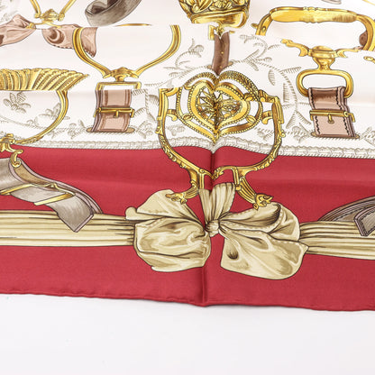 Hermès Carré 90 „ETRIERS“ Seidentaschentuch in Rot