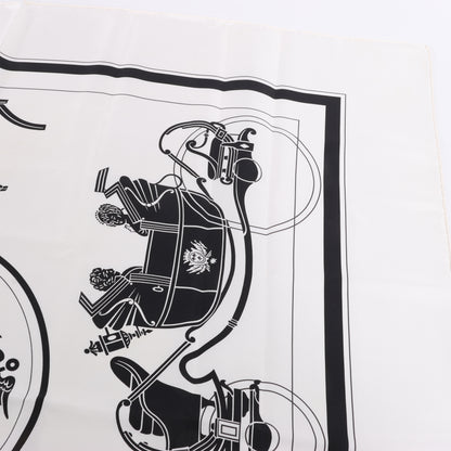 Hermès Carré 90 "Ex-Libris" 100% Silk Scarf in Forest Black x White