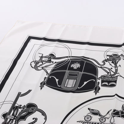 Hermès Carré 90 "Ex-Libris" 100% Silk Scarf in Forest Black x White