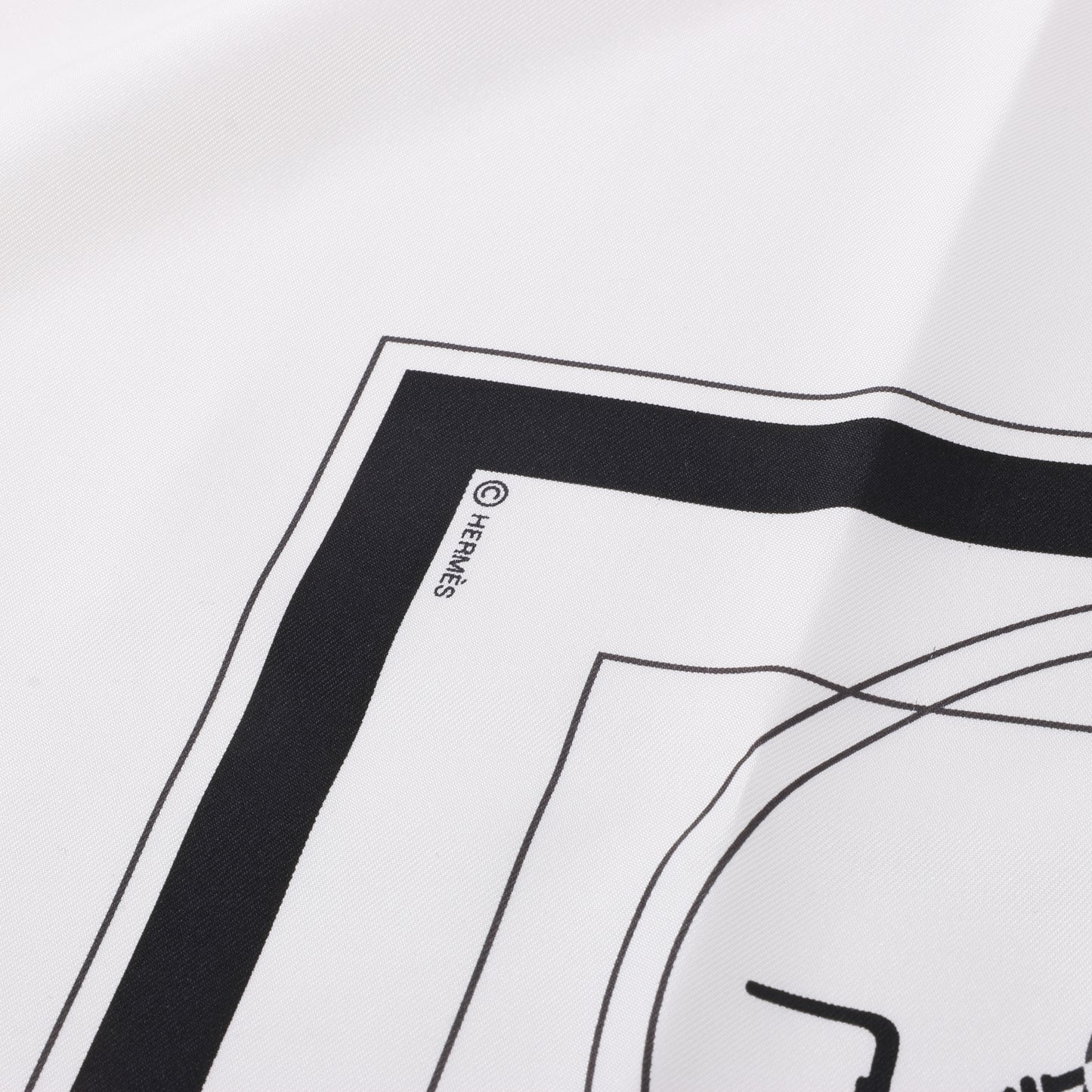 Hermès Carré 90 "Ex-Libris" 100% Silk Scarf in Forest Black x White