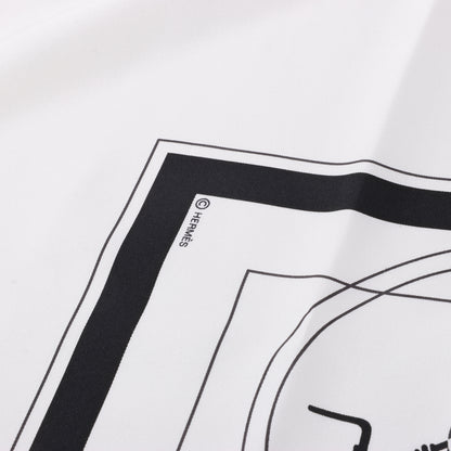 Hermès Carré 90 "Ex-Libris" 100% Silk Scarf in Forest Black x White