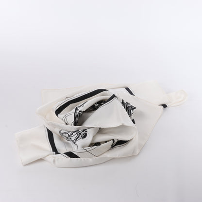 Hermès Carré 90 "Ex-Libris" 100% Silk Scarf in Forest Black x White