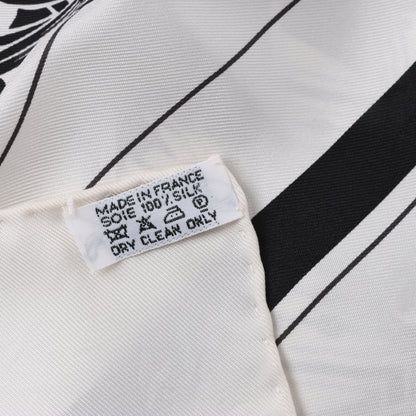 Hermès Carré 90 "Ex-Libris" 100% Silk Scarf in Forest Black x White