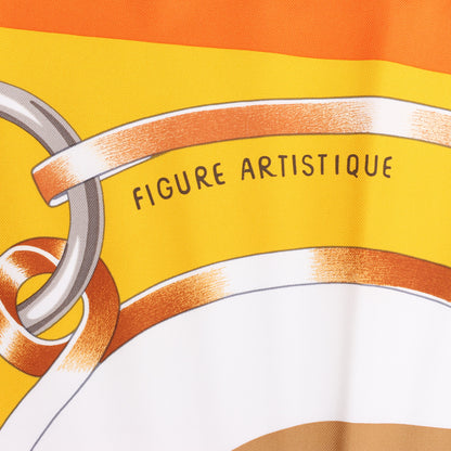Hermès Carré 90 „FIGURE ARTISTIQUE“ Schal aus 100 % Seide in Orange