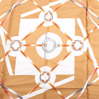 Hermès Carré 90 „FIGURE ARTISTIQUE“ Schal aus 100 % Seide in Orange