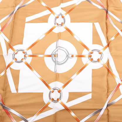 Hermès Carré 90 „FIGURE ARTISTIQUE“ Schal aus 100 % Seide in Orange