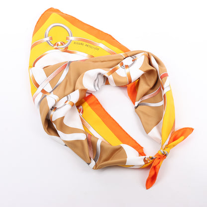 Hermès Carré 90 „FIGURE ARTISTIQUE“ Schal aus 100 % Seide in Orange