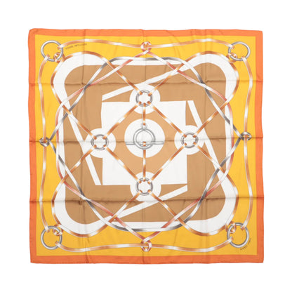 Hermès Carré 90 „FIGURE ARTISTIQUE“ Schal aus 100 % Seide in Orange