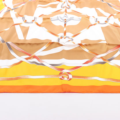 Hermès Carré 90 „FIGURE ARTISTIQUE“ Schal aus 100 % Seide in Orange