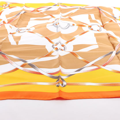 Hermès Carré 90 „FIGURE ARTISTIQUE“ Schal aus 100 % Seide in Orange