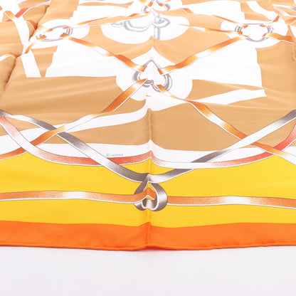 Hermès Carré 90 „FIGURE ARTISTIQUE“ Schal aus 100 % Seide in Orange