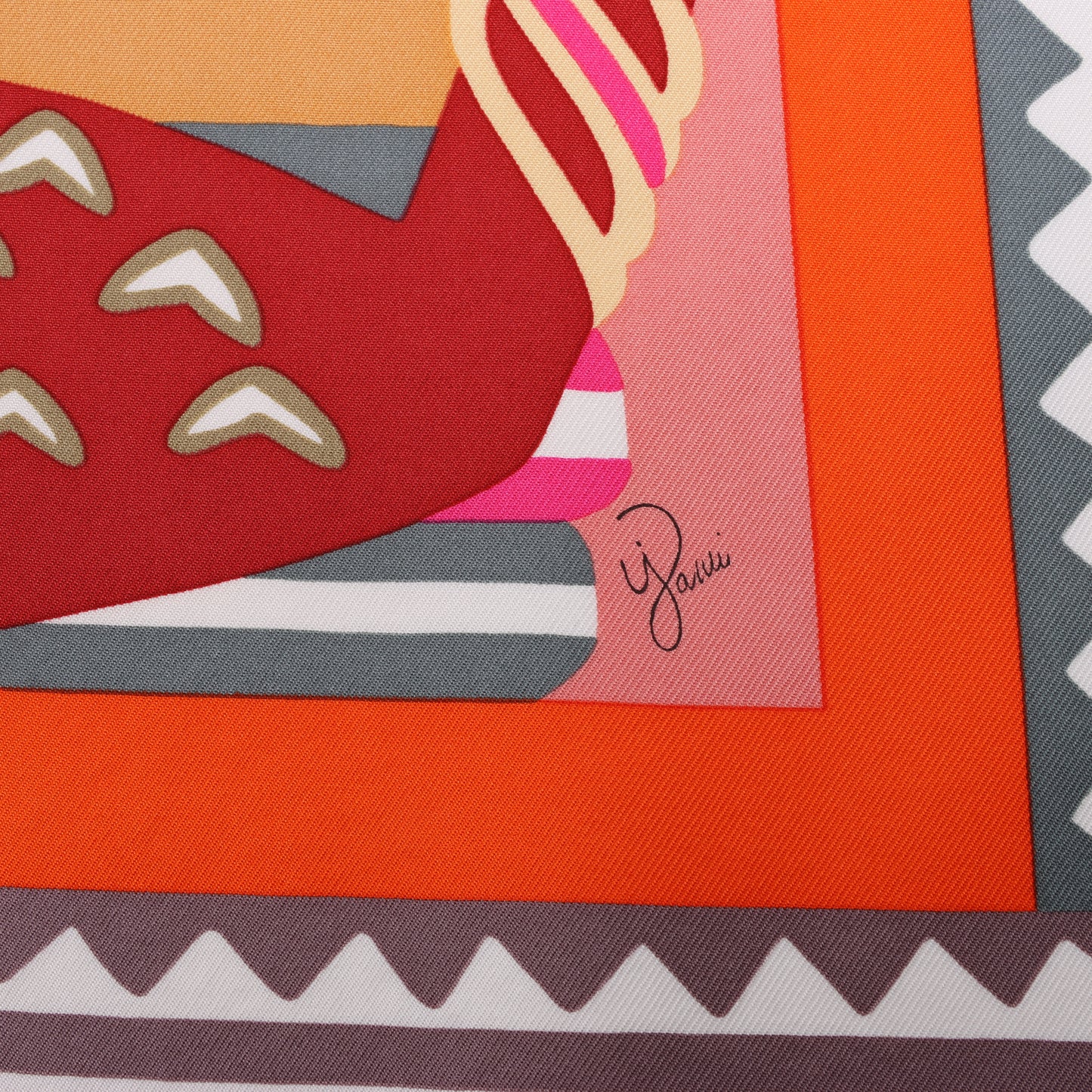 Hermès Carré 90 "Fantaisie D'etriers" 100% Silk Scarf in Orange