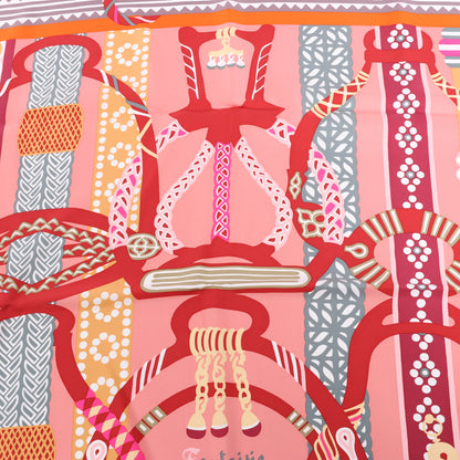 Hermès Carré 90 "Fantaisie D'etriers" 100% Silk Scarf in Orange