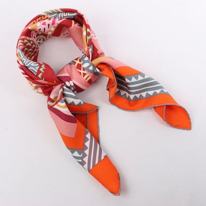 Hermès Carré 90 "Fantaisie D'etriers" 100% Silk Scarf in Orange