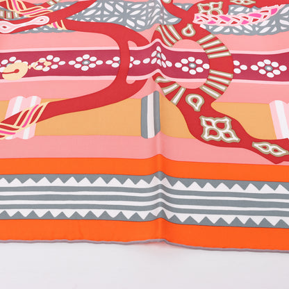 Hermès Carré 90 "Fantaisie D'etriers" 100% Silk Scarf in Orange
