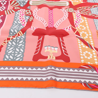 Hermès Carré 90 "Fantaisie D'etriers" 100% Silk Scarf in Orange