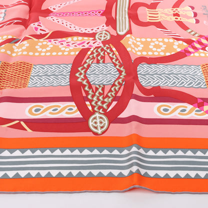 Hermès Carré 90 "Fantaisie D'etriers" 100% Silk Scarf in Orange