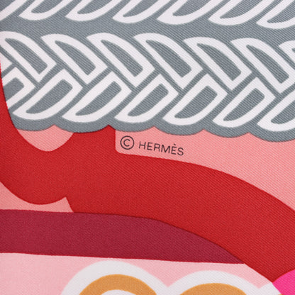 Hermès Carré 90 "Fantaisie D'etriers" 100% Silk Scarf in Orange