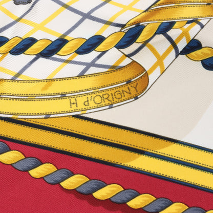 Hermès Carré 90 „GRANDE TENUE“ Seidentaschentuch in Burgund