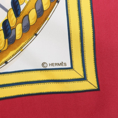 Hermès Carré 90 „GRANDE TENUE“ Seidentaschentuch in Burgund
