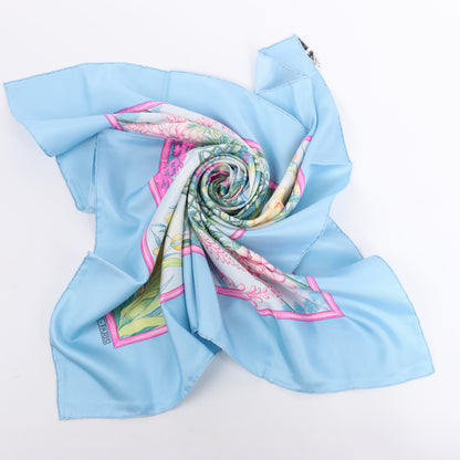 Hermès Carré 90 "Giverny Gardens" 100% Silk Scarf in Blue
