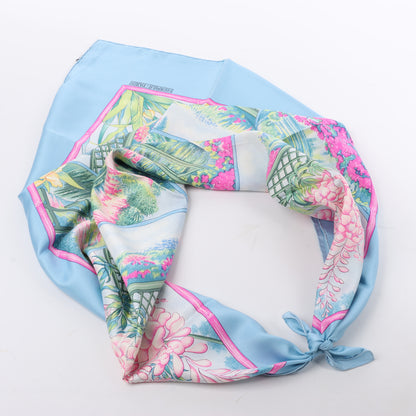 Hermès Carré 90 "Giverny Gardens" 100% Silk Scarf in Blue
