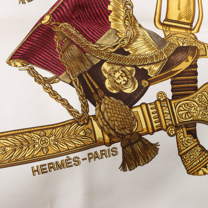 Hermès Carré 90 "Grand Uniforme" 100% Silk Scarf in Brown and Ecru