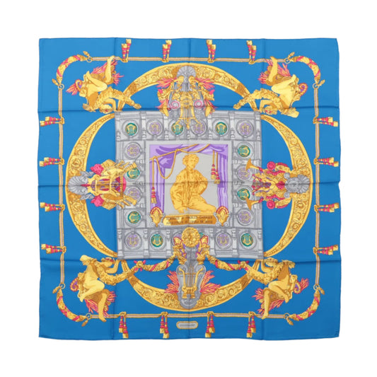 Hermès Carré 90 "HOMMAGE A CHARLES GARNIER" 100% Silk Scarf in Blue
