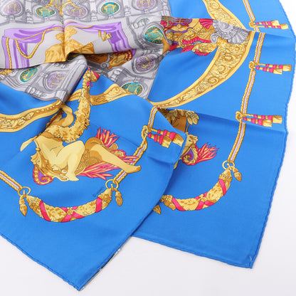 Hermès Carré 90 "HOMMAGE A CHARLES GARNIER" 100% Silk Scarf in Blue