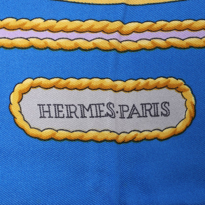 Hermès Carré 90 "HOMMAGE A CHARLES GARNIER" 100% Silk Scarf in Blue