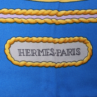 Hermès Carré 90 „HOMMAGE A CHARLES GARNIER“ Schal aus 100 % Seide in Blau