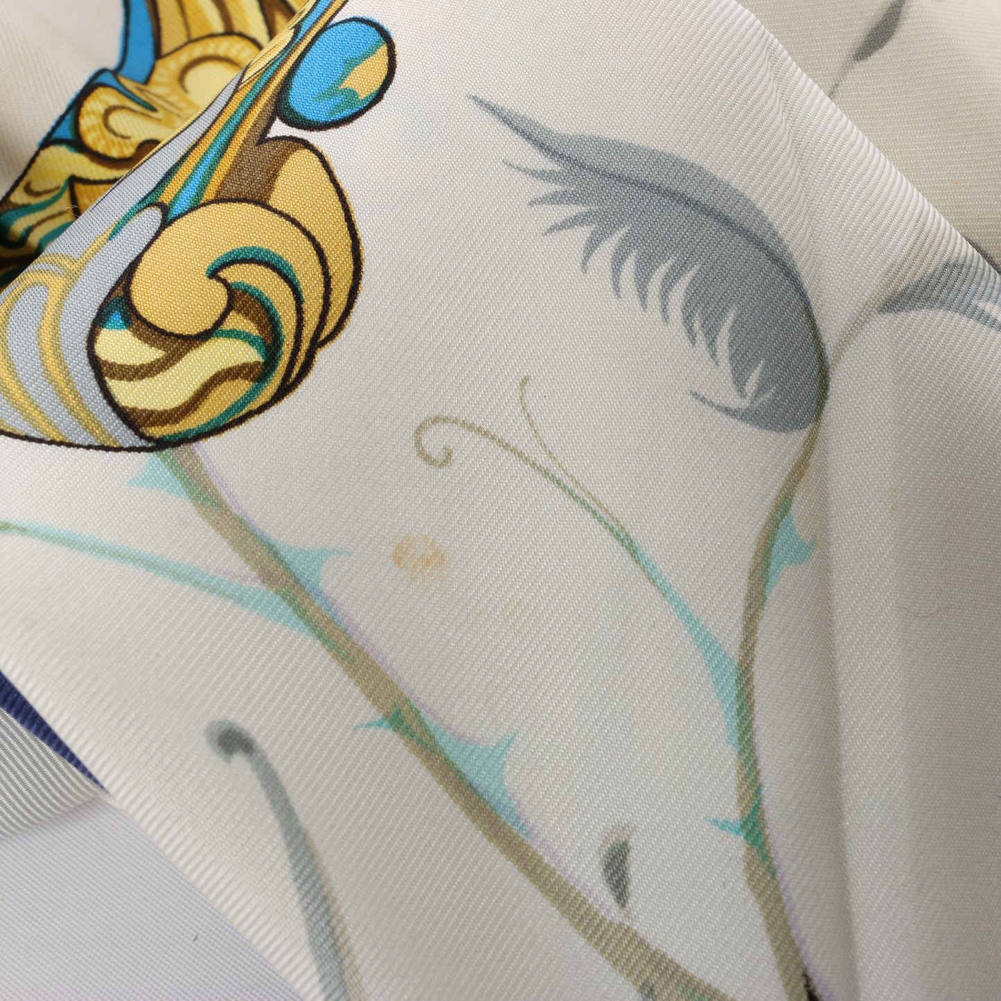 Hermès Carré 90 "Ingrid" 100% Silk Scarf in Navy Blue