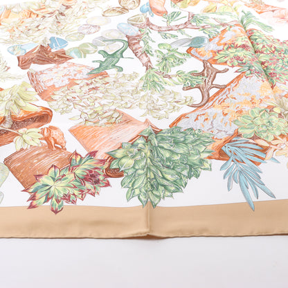 Hermès Carré 90 "JARDIN SECRET" 100% Seidentuch in Beige
